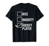 Nice Naughty Hockey Player Christmas Santa T-Shirt