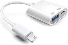 Adaptateur Lightning Vers Usb Pour Appareil Photo Avec Port De Charge, Câble Usb 3.0 Certifié Apple Mfi Otg Pour Iphone 14 13 12 11 X 8 7, Ipad Vers Clé Usb, Lecteur De Cartes, Clavier, Souris, Piano