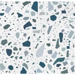 Confetti bianco petrolio - 18,6X18,6 cm - Carrelage Terrazzo - Blanc, Gris Perle, Vert, Bleu, bleu claire