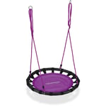 Balançoire nid d'oiseau rond 80 cm à suspendre panier enfant adulte jardin extérieur 100 kg, violet - Relaxdays