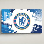 Licensed Décor Chelsea FC Décoration murale en acrylique Grand format 130 cm (l) x 80 cm (H) – Blason en couleur sur éclaboussures graphiques