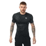 Under Armour Mens HeatGear Compression Print T-Shirt in Black - Size 2XL