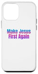 Coque pour iPhone 12 mini Bleu rose Make Jesus First Again