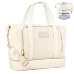 Sac de Voyage pour Femme, Sac de Sport pour Femme, Sac de Sport, Sac de Sport, Sac de Sport, Sac à bandoulière avec Compartiment à Chaussures, Blanc, Sac Weekender