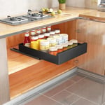 SAYZH Organiseur de placard de cuisine coulissant extensible, 35 x 43 x 9 cm (l x P x H), pas besoin de percer ni de clouer (Noir)