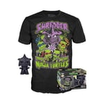 Funko Pop! & Tee: Teenage Mutant Ninja Turtles - (Teenage Mutant Ninja Turtles (TMNT)) 2- Shredder - (BK Ch) - Medium - T-Shirt - Vêtements avec Une Figurine en Vinyle à Collectionner Les Hommes