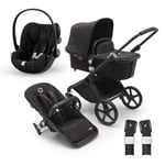 bugaboo Fox Black Midnight Black i-Size Black Barnevogn Cub med liggedel og sete / inkl. cybex GOLD Cloud G bilbarnestol Moon og adapter