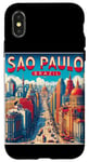 Coque pour iPhone X/XS Sao Paulo Souvenirs Brésil Voyage Vintage Retro City Skyline