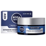 NIVEA MEN Protect & Care - Intensive Moisturising Cream - Mens Face Moisturiser - Enriched With Aloe Vera & Pro-Vitamin B5 - Nourishing & Strengthening - Non-Greasy - For Dry Skin - Pack 50 ml x 3