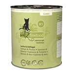 catz finefood N° 5 Salmon & Poultry Delicatessen Wet Cat Food, Refined with Spinach & Tomato, 6 x 800 g Tins