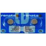 2 X Renata 377 Argent Oxyde Piles 1.55V SR626SW SR66 376 Montre 0% Mercure