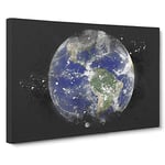 View of the Americas of Planet Earth Paint Splash Canvas Print for Living Room Bedroom Home Office Décor, Wall Art Picture Ready to Hang, 30 x 20 Inch (76 x 50 cm)