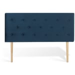 Tête de lit capitonnée Théa 140cm Velours Bleu foncé