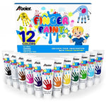 ABEIER Peinture lavable pour enfants, peinture au doigt non toxique pour tout-petits, fournitures de peinture artistique, cadeau pour bébé, peinture à la main, 12 couleurs, 36 ml/tube