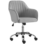 Yaheetech Chaise de Bureau Chaise d'Ordinateur Fauteuil Inclinable Rotative à 360° en Velours avec Hauteur d'Assise Réglable pour la Maison/Le Bureau Gris Clair