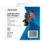 Jackson JACKSON 10W Qi Wireless In-Car Phone Charger with Cradle - Vent & Window Mount Options Included. Charges Certified Devices. Includes 0.8m USB-A to USB-C Cable. Black Colour.