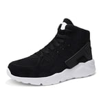 Men Running Trainers Solid Color Round Toe Casual Lace up Flat Sneakers Male Light Breathable High Top Basketball Shoe Black White