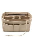 LEXSION Felt Insert Sac de rangement en tissu avec poche intérieure zippée Convient pour Neverfull Speedy 8010 Beige SL