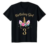 Youth 3 Year Old Birthday Girl Unicorn Shirt 3rd Birthday Outfit T-Shirt