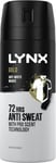 Lynx Gold 72 Hours Anti Sweat Spray Deodorant, Men, 6 x 150ml