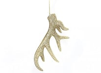 Gold Christmas Hanging Stag Antler Decoration - 17cm - (1 Count) - Elegant & Festive Holiday Ornament For Your Tree, Home Or Office Decor