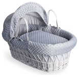 Clair de Lune Grey Dimple Moses Basket With Rocking Stand