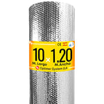 Optimer System - Insulation Roll Reduces Cold and Hot - Radiator Foil Reflector Roll - Bubble Insulation for Home, Floor, Garage, Window, Van - 10x1.20m - 12m²