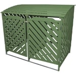 Cache Poubelle Double en Bois 2 x 240L Vert Sauge Rangement Extérieur Jardin