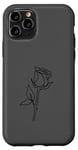 Coque pour iPhone 11 Pro Rose noire abstraite dessin minimaliste Line Art