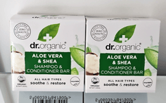 Dr. Organic Aloe Vera & Shea Shampoo & Conditioner Bar Duo 2 Bars New in Boxes