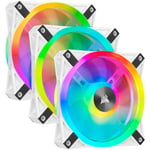 Corsair iCUE QL120 RGB 120mm PWM White Case Cooling Fan Triple Pack with Lighting Node CORE - CO-9050104-WW