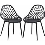 Lot de 2 Chaises Design Noir Plastique Scandinave Chaise de Salle à manger