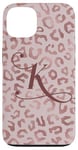 Coque pour iPhone 13 Letter K Initial Leopard Rose Pink Cheetah Monogram