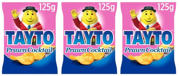 3 bags of Tayto Prawn Cocktail Flavour Potato Crisps Share Bag, 125g each