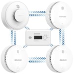 Wireless Interlinked Smoke,Heat and Carbon Monoxide Alarm Kit,Pre-linked,Compliant with Scotland & England Law, Remote Slience Function(3 Smoke + 1 CO + 1 Heat)