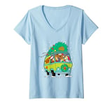 Womens Christmas Scooby Doo Snowing Mystery Machine Gang V-Neck T-Shirt