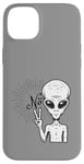 iPhone 14 Plus Funny and cute Grey Alien "No" V-Finger Gesture Case