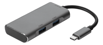 DELTACO – USB-hubi, USB-C uros - 2x USB-C naaras ja 2x USB-A naaras, 10Gb/s, tähtiharmaa (USBC-HU