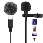 AGPTEK USB C Microphone, Type C Lavalier Lapel Clip MIC for Samsung S23/S22/S21/S20 /S8/S7/S6, for iPhone 15/for iPad 10/Air 5/4/Mini 6, Pixel 7/6/5/4/3, Recording Interview, Podcast, Voice Dictation