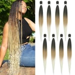 Braiding Hair Pre Stretched - 30 Inch Pre Stretched Braiding Hair 1B/27/613 Braiding Hair Soft Yaki Texture 8 Packs Crochet Hair Extensions Braids for Black Women (30 Inch(8Packs), 1B/27/613)