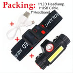 HSZH 8000lm Portable Mini Flashlight Lantern Q5+cob Led Headlamp + 1 * Built-in 18650 Battery Outdoor Camping Headlight