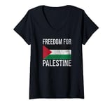 Womens FREEDOM FOR PALESTINE FLAG FREE PALESTINE GAZA PALESTINIAN V-Neck T-Shirt