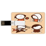 8G USB Flash Drives Credit Card Shape Funny Memory Stick Bank Card Style Musician People Icons with Guitar Headphones Hip Hop Boy DJ Emo Song Star Print Decorative,Sand Brown White Waterproof Pen Thu