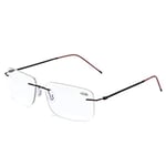 Rimless Progressive Multifocus Reading Glasses Blue Light Blocking No Line Multifocal Computer Readers for Women Men Unisex Rectangular Eyewear Titanium Lightweight Magnification Presbyopia Eyeglasses