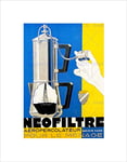 Wee Blue Coo Ad Coffee Percolator Filter Machine Pump Action Caffiene France Wall Art Print