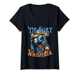 Womens The Goat Whisperer Western Retro Cowboy Humor Funny Goat Man V-Neck T-Shirt