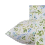 Laura Ashley Home - Collection Satin – Parure de lit – 100% Coton, Lustre Soyeux et Lumineux, literie Infroissable, très Grand lit, pervenche à Fleurs de Printemps