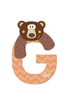 Sevi 83007 Animal Lettre G Grizzlybär env. 10 cm Lettres de porte pour chambre d'enfant ABC Jouet éducatif en bois Jouet éducatif pour enfants à partir de 3 ans Lettre Animaux Orange/marron