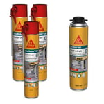 SIKA - Lots de 3x Mousses expansive Sika Boom 128, Expansion 20L, Usage tous sens, 3x750ml + 1x Mousse polyuréthane Sika Boom 528, PISTOLABLE, Rendement 23L, Séchage ultra rapide, 500ml