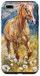 Coque pour iPhone 7 Plus/8 Plus Aquarelle Running Palamino Horse in Meadow